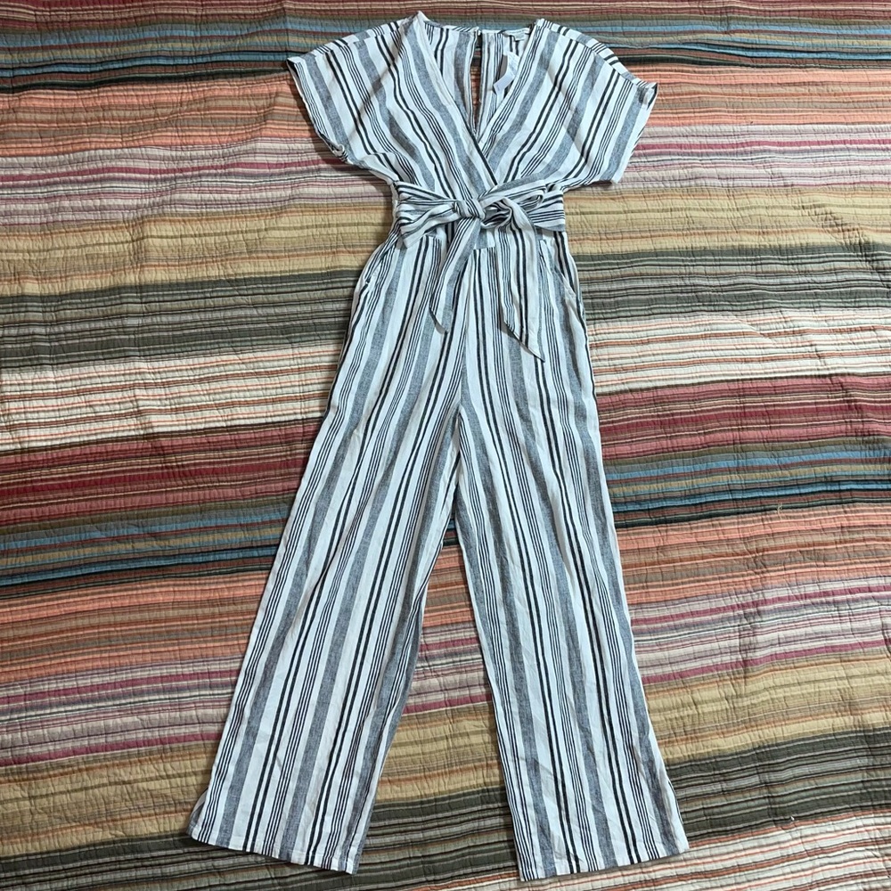 American Eagle Outfitters Striped Jumpsuit - Black and White